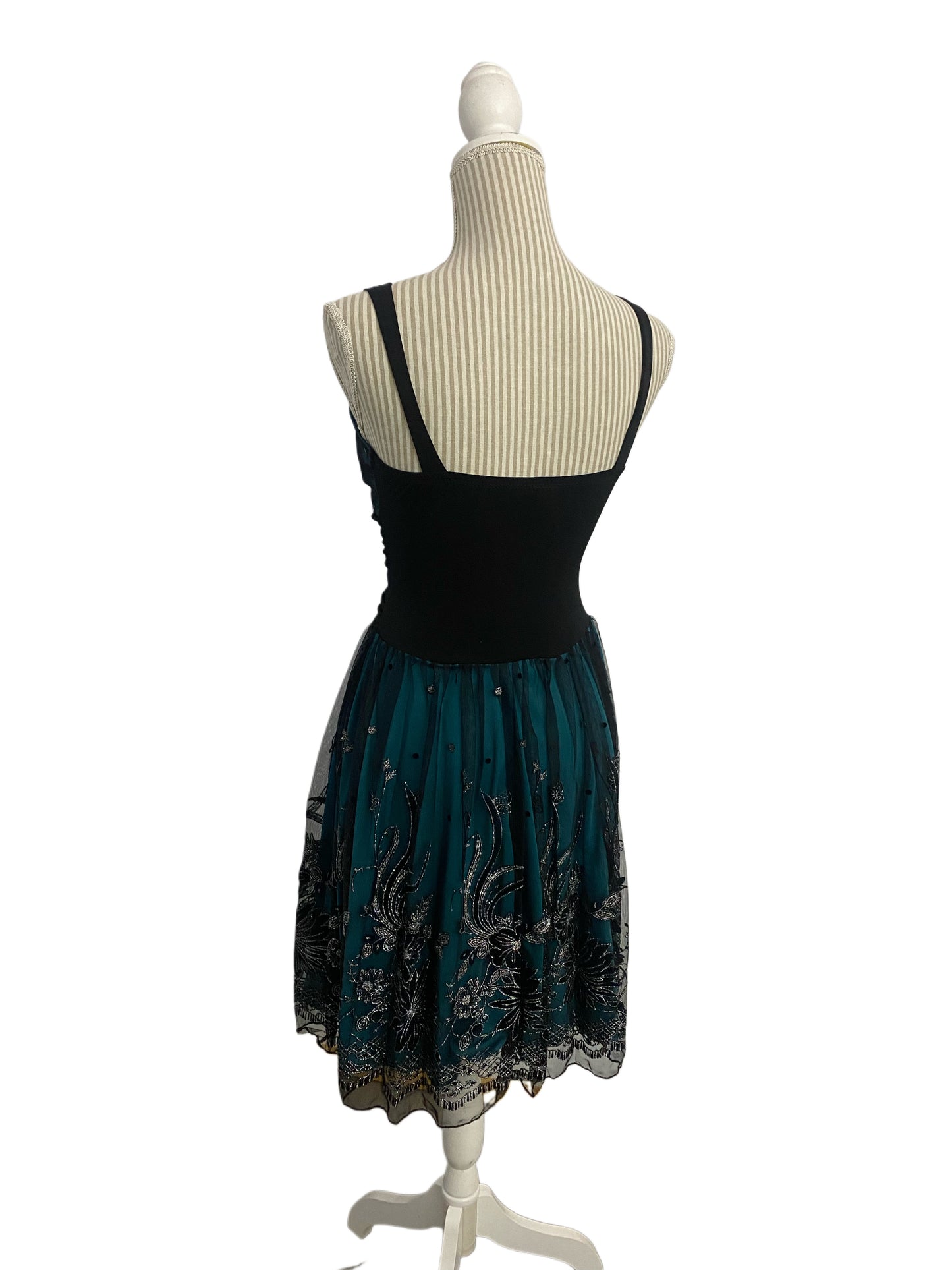 Robe courte - small - noir et emeraude