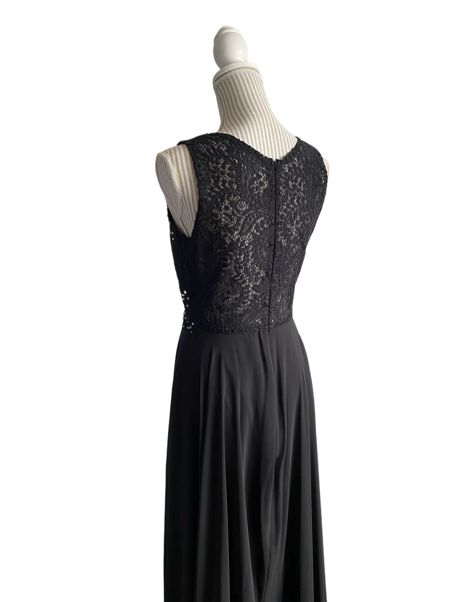 Dh - Robe de soirée haut de dentelle - large - black