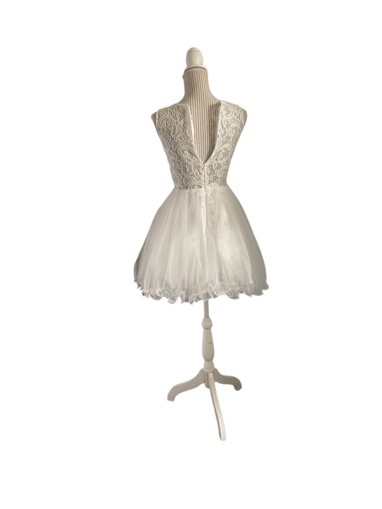 Petite robe funky, 2 eme robe mariage ou bouquetiere junior, xsmall, tulle et dentelle, white