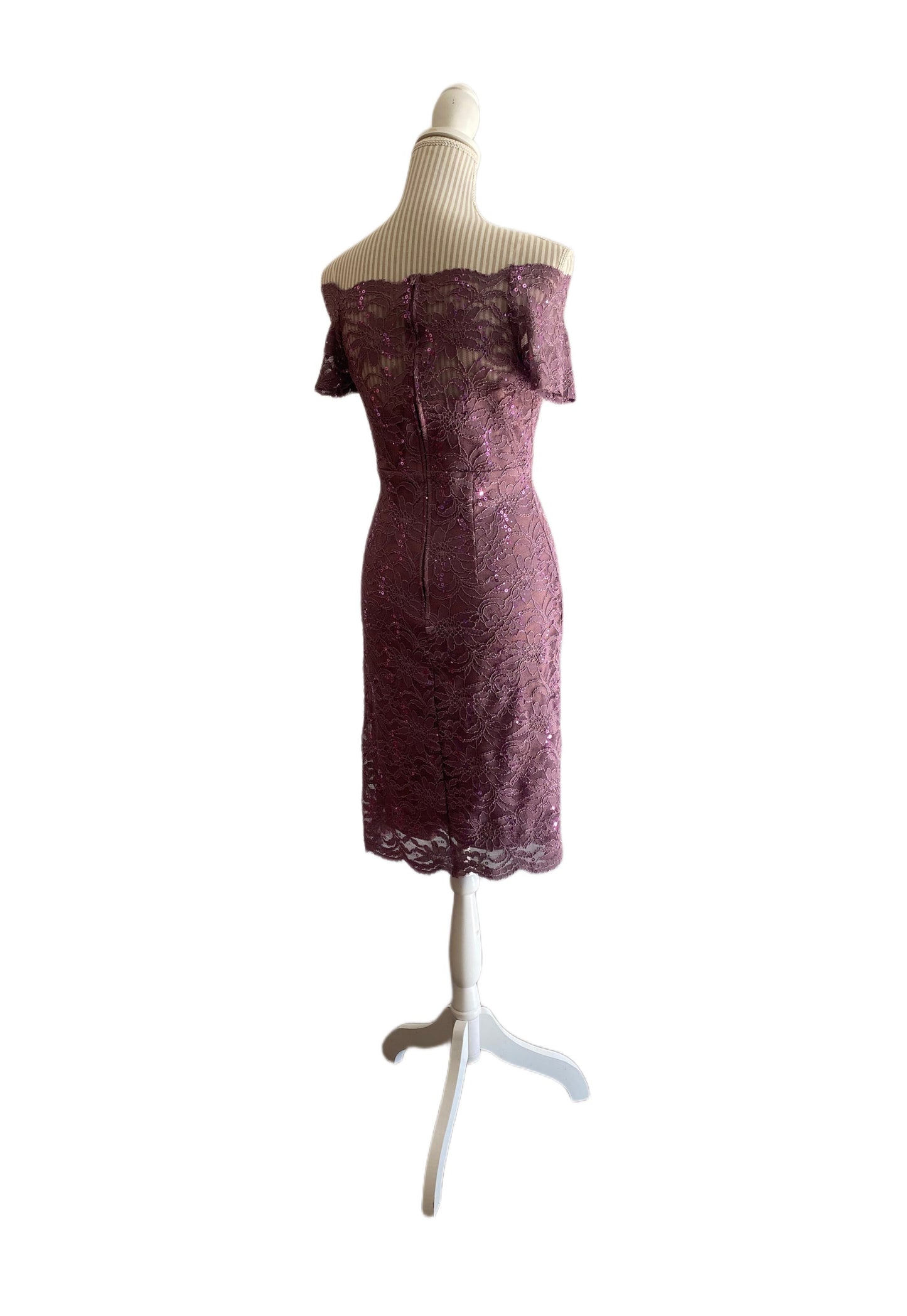 Robe courte de dentelle - medium - mauve