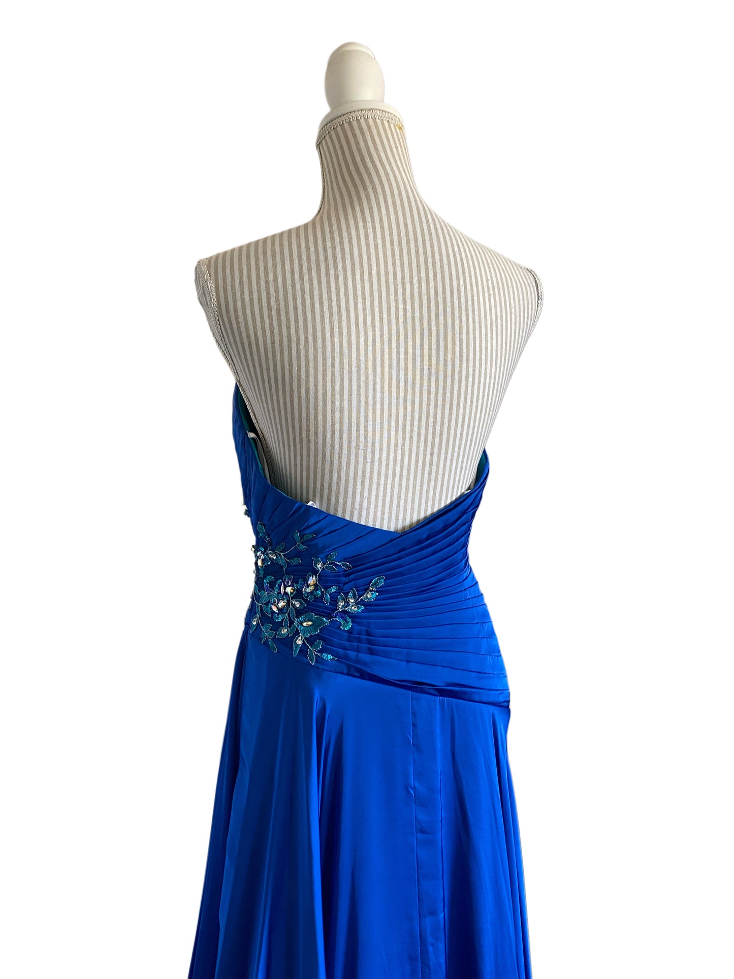 Robe royal et turquoise - 8 ans - faite petite