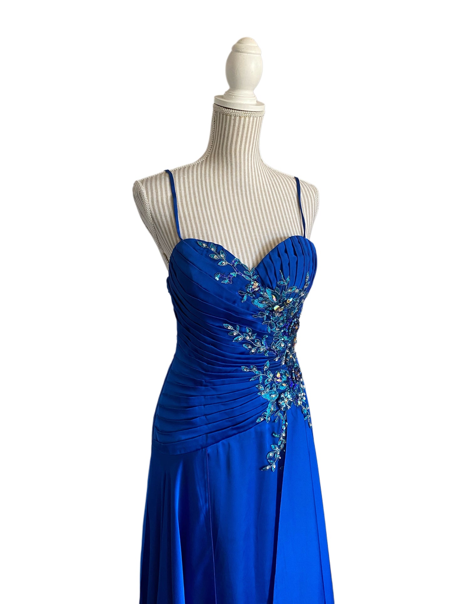Robe royal et turquoise - 8 ans - faite petite