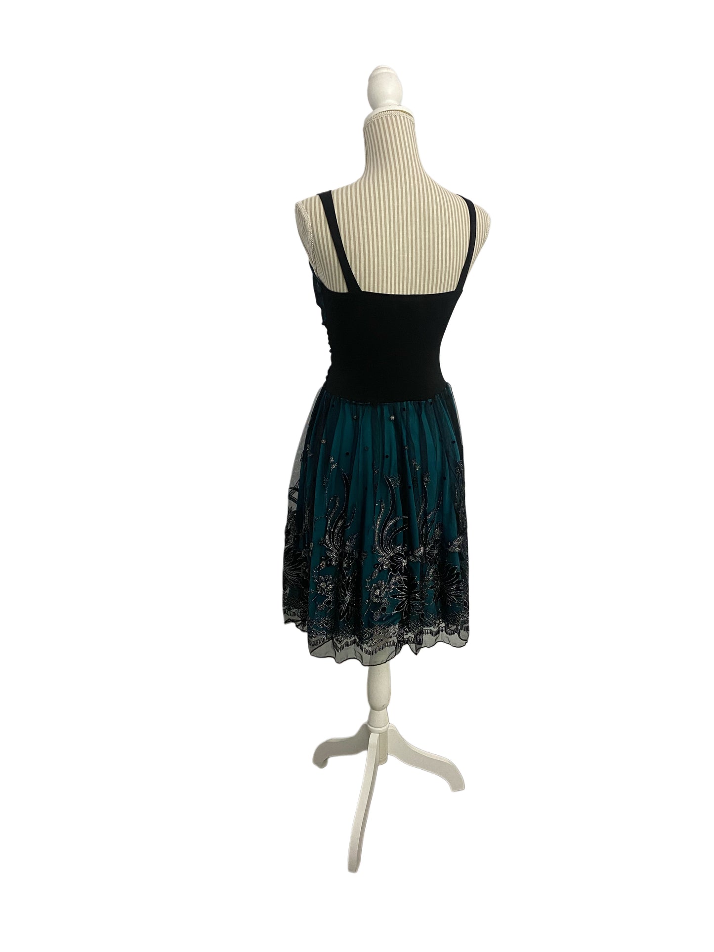 Robe courte - small - noir et emeraude