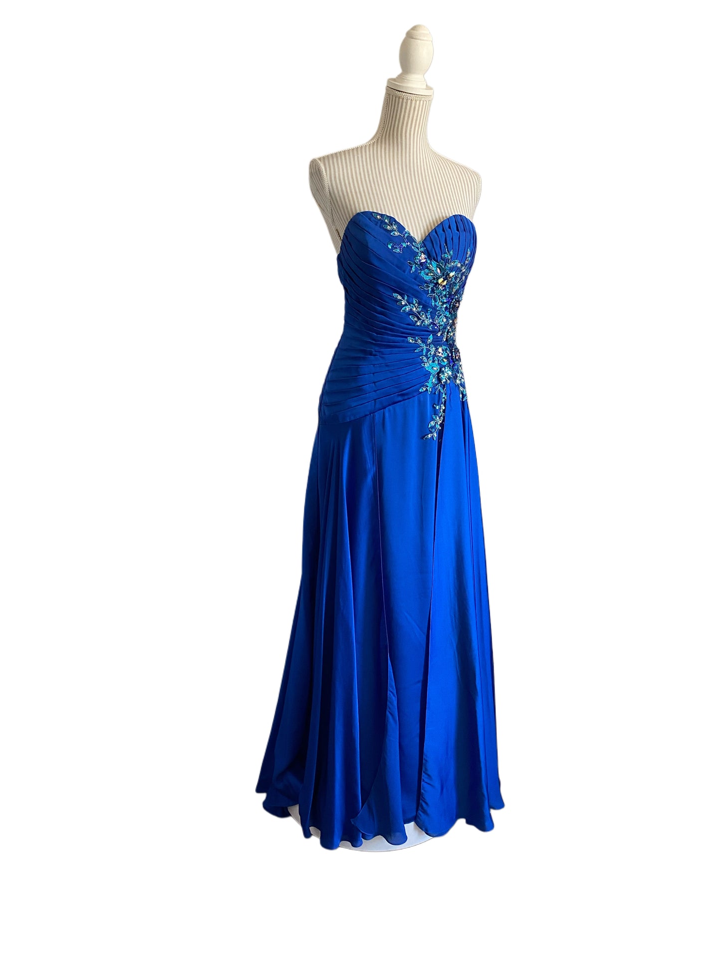 Robe royal et turquoise - 8 ans - faite petite
