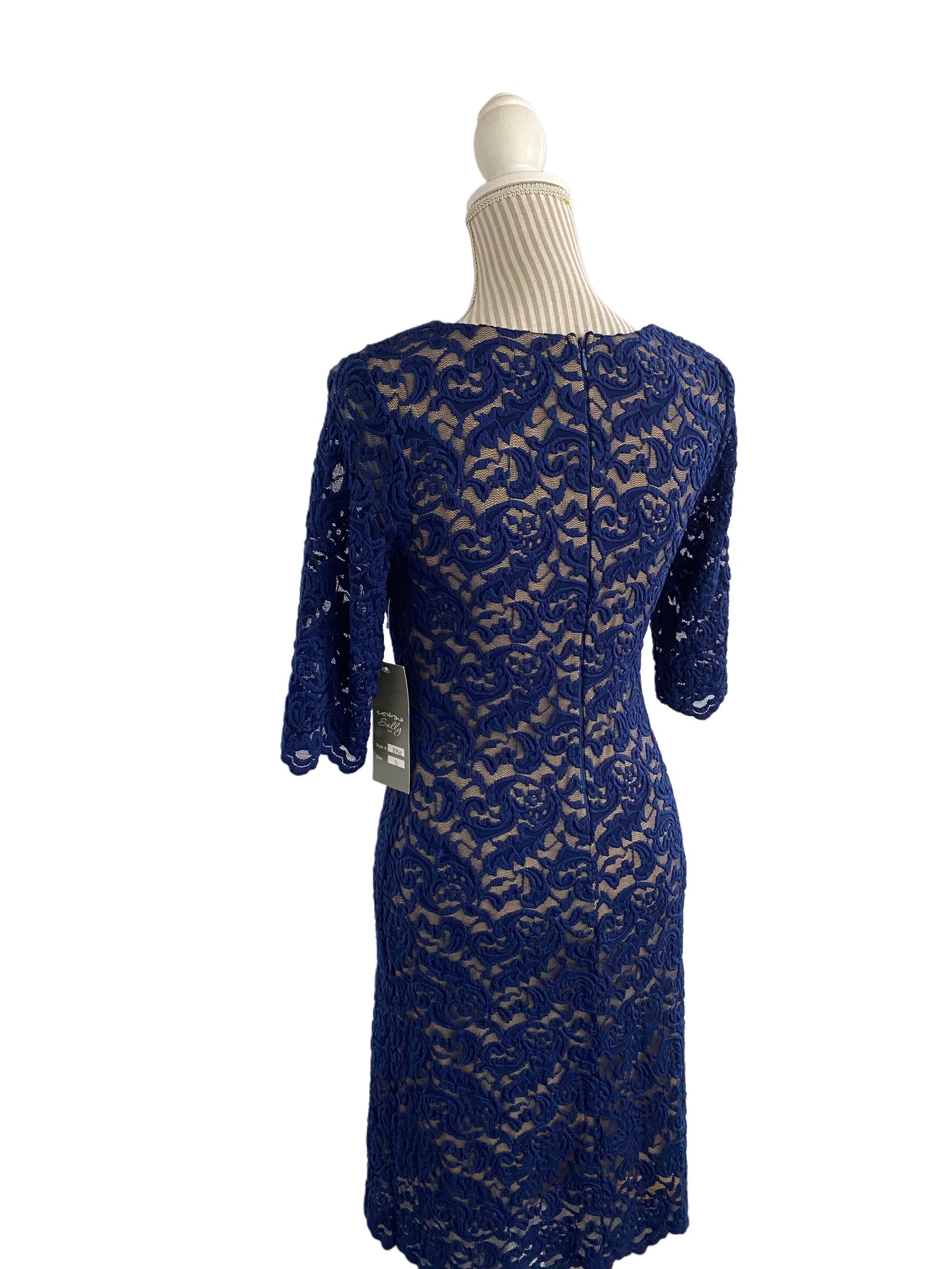 Dentelle - 870-35 - robe courte - marine - medium -