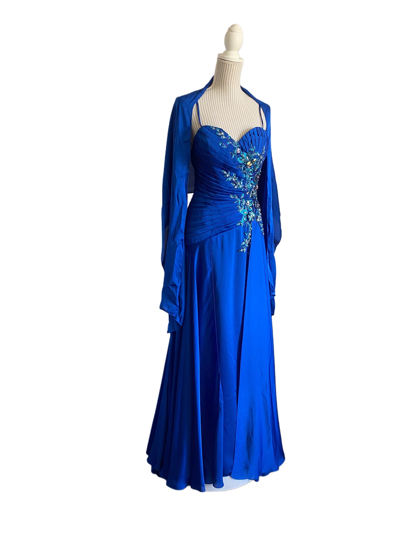 Robe royal et turquoise - 8 ans - faite petite