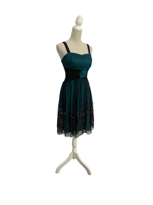 Robe courte - small - noir et emeraude