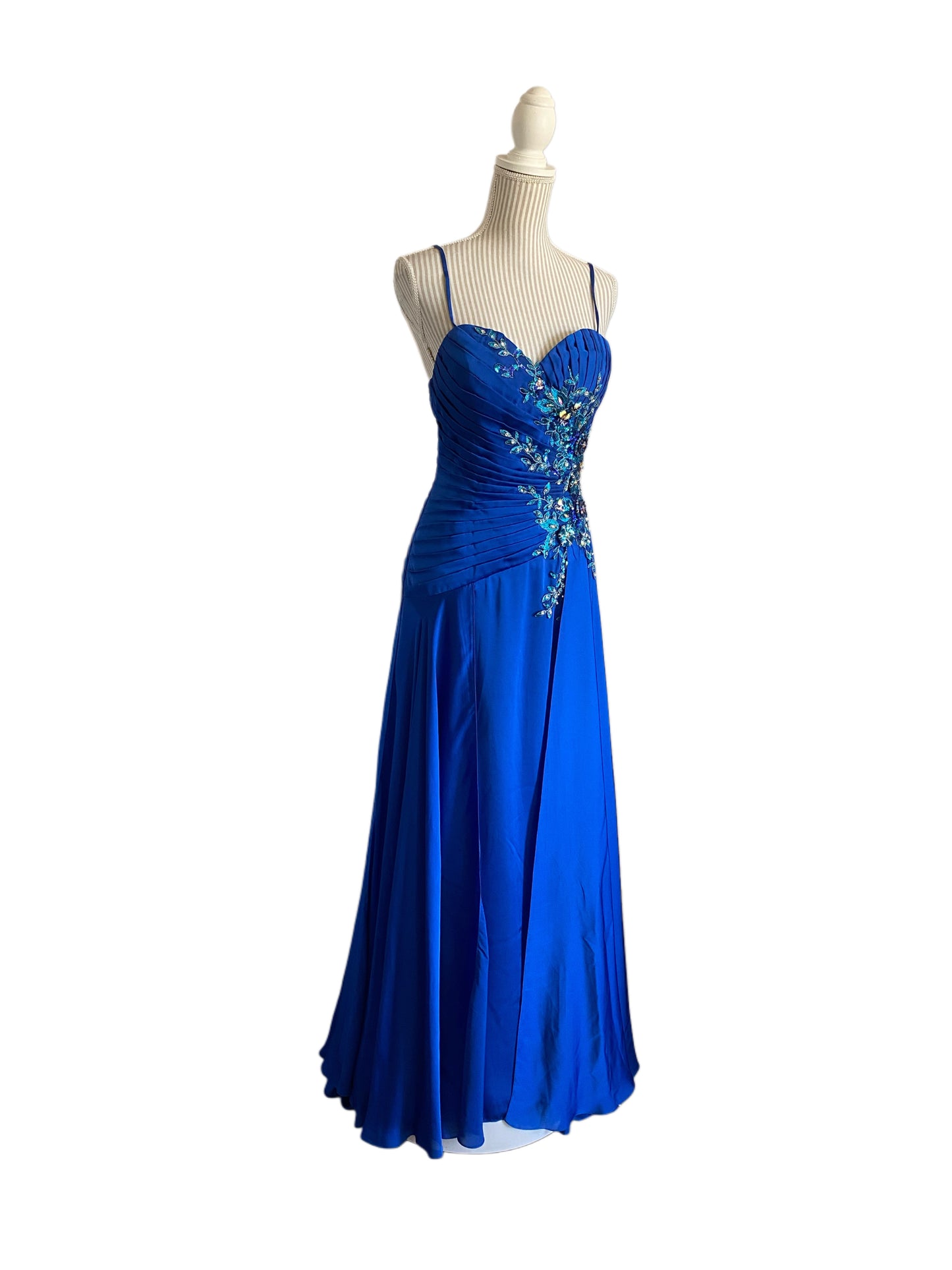 Robe royal et turquoise - 8 ans - faite petite